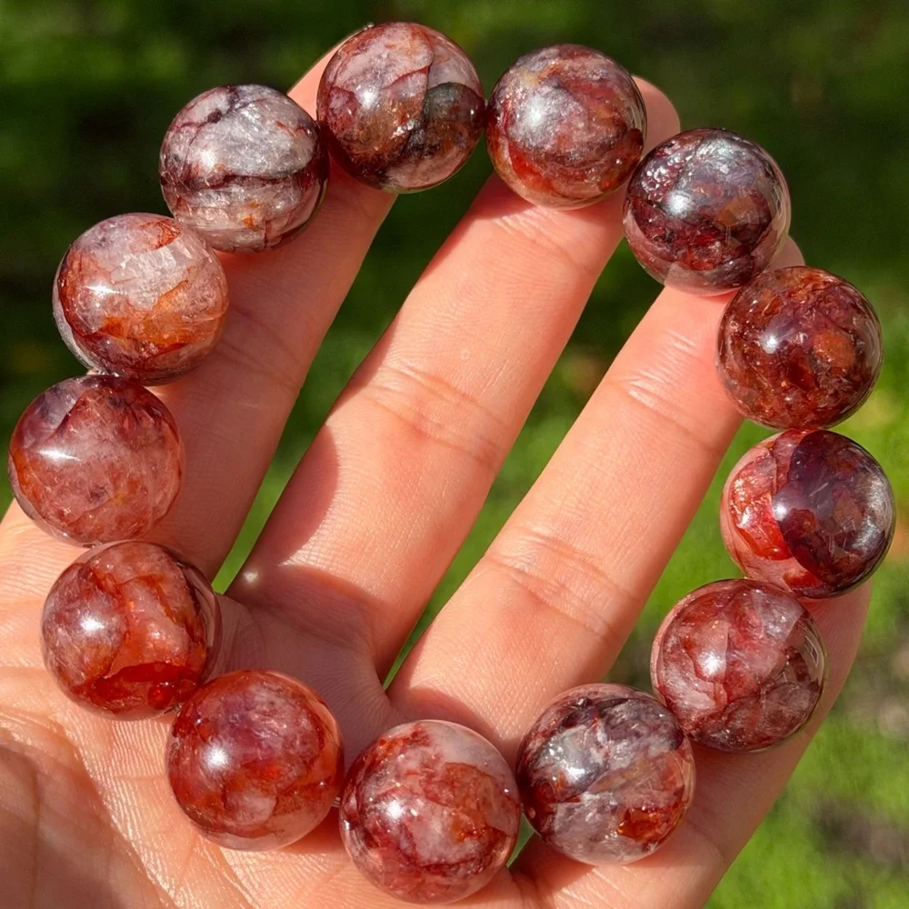 17.5mm chunky‎ stretchable fire quartz bracelet 0818